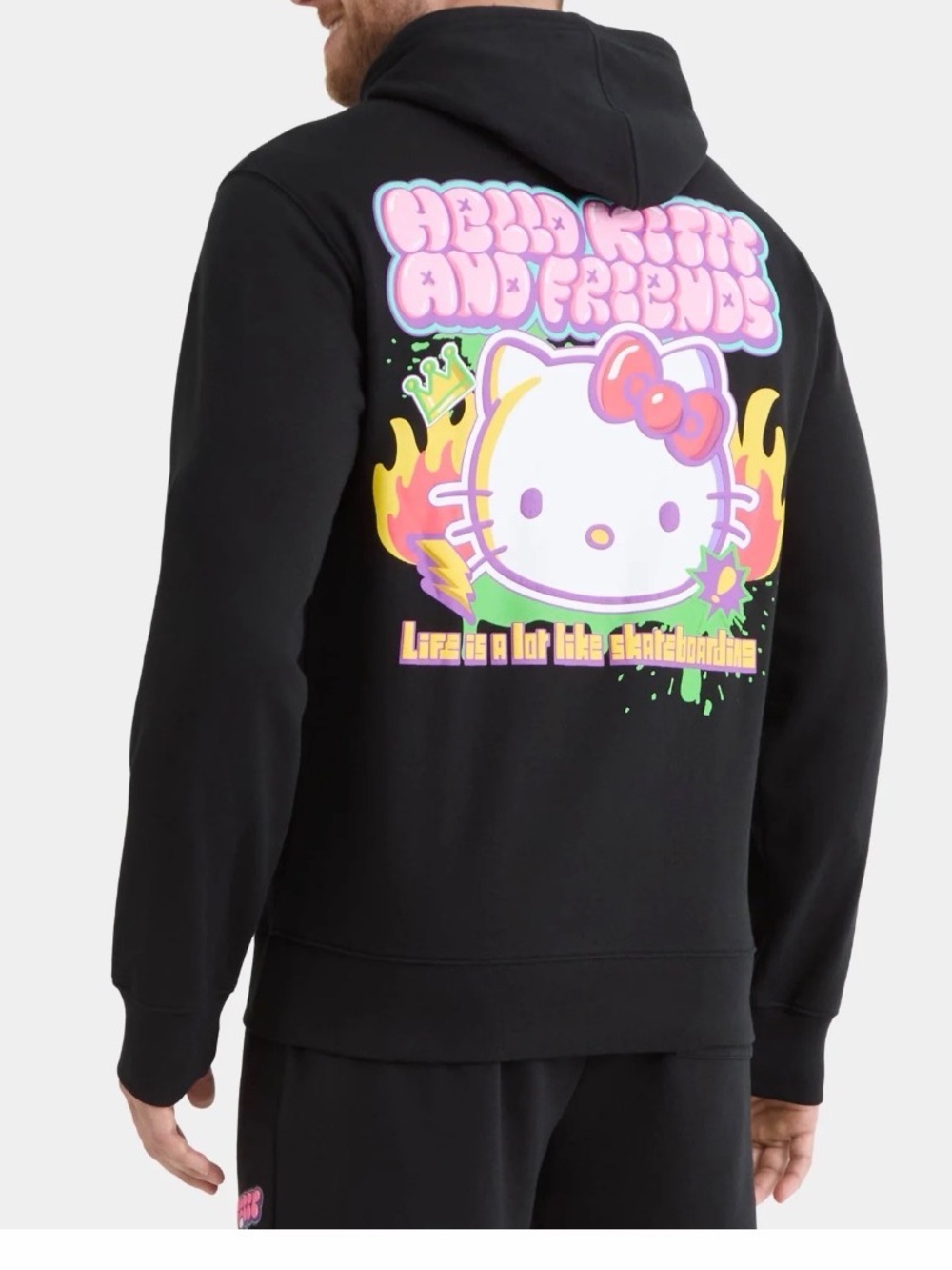 Hello Kitty Black Hoodie Jacket with Neon Graphic
